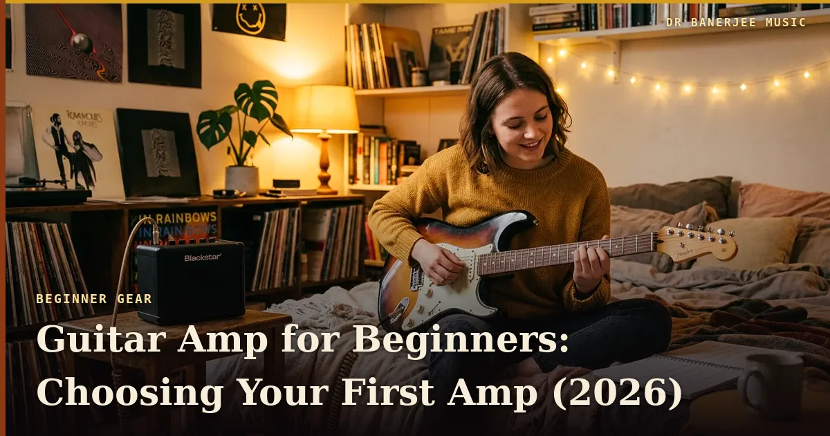 Your First Guitar Amp — title card with the subtitle “What matters, and what can wait”