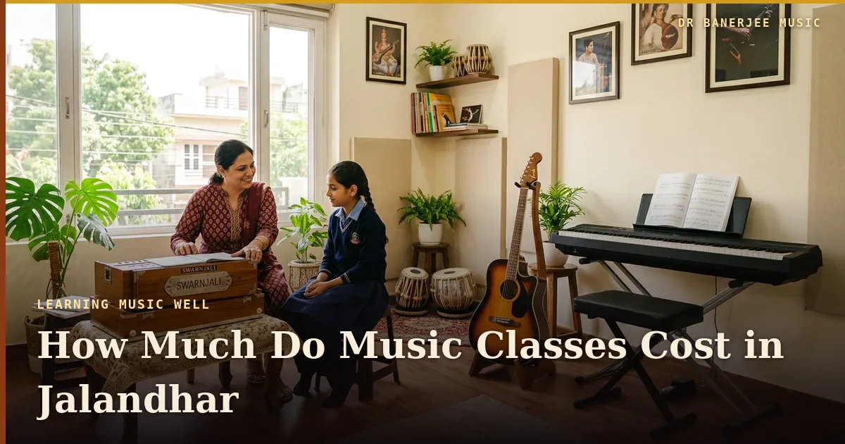 Music Classes Cost in Jalandhar — title card with the subtitle “Every fee, plainly stated”