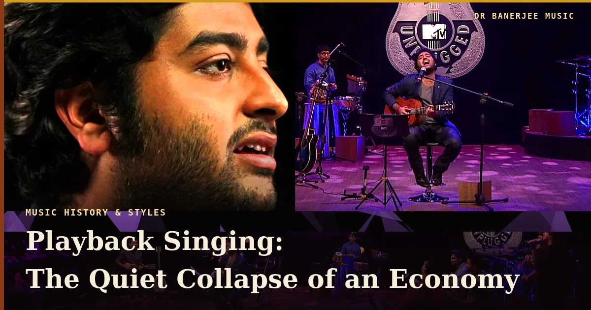 Playback singing, the quiet collapse of an economy — featured card over Arijit Singh performing live at MTV Unplugged