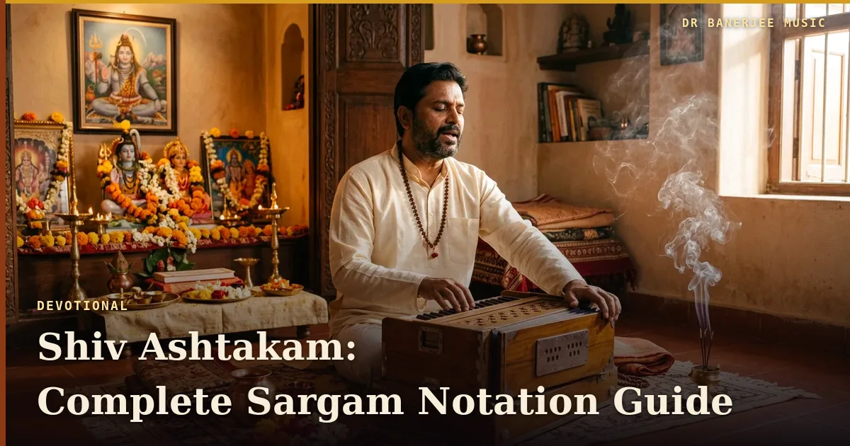 Shiv Ashtakam complete sargam — title card with the subtitle “Svara and sabda, verse by verse”